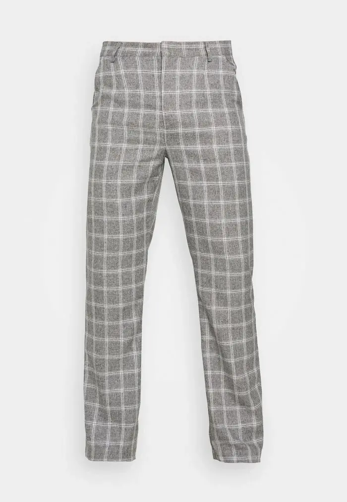 Mennace Mennace BREEZE STRAIGHT CHECK SUIT TROUSER – Trousers – Grey
