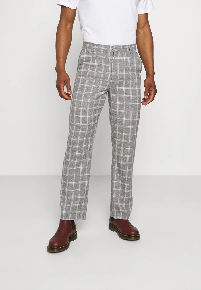 mennace Mennace BREEZE STRAIGHT CHECK SUIT TROUSER – Trousers – Grey