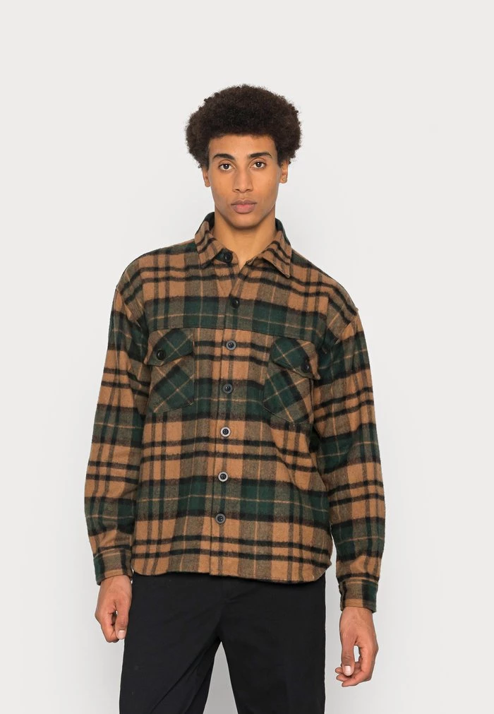 mennace MENNACE BRUSH CHECK OVERSHIRT – Summer Jacket – Green