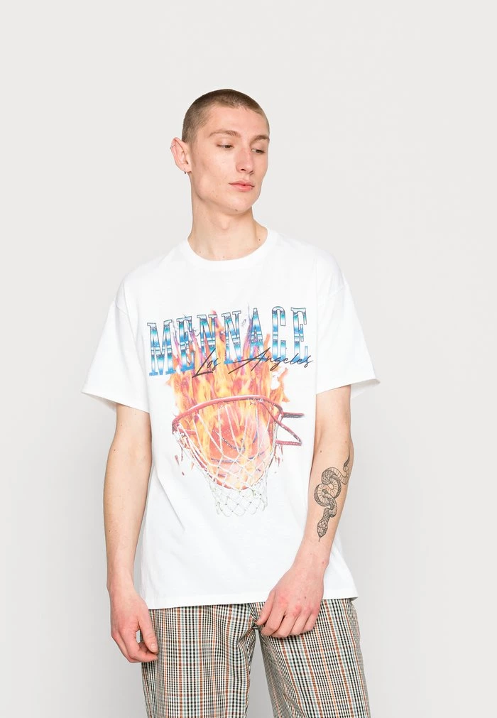 mennace Mennace BURNING HOOP REGULAR – Print T-shirt – White
