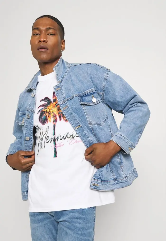 Mennace Mennace BURNING PALM REGULAR – Print T-shirt – White