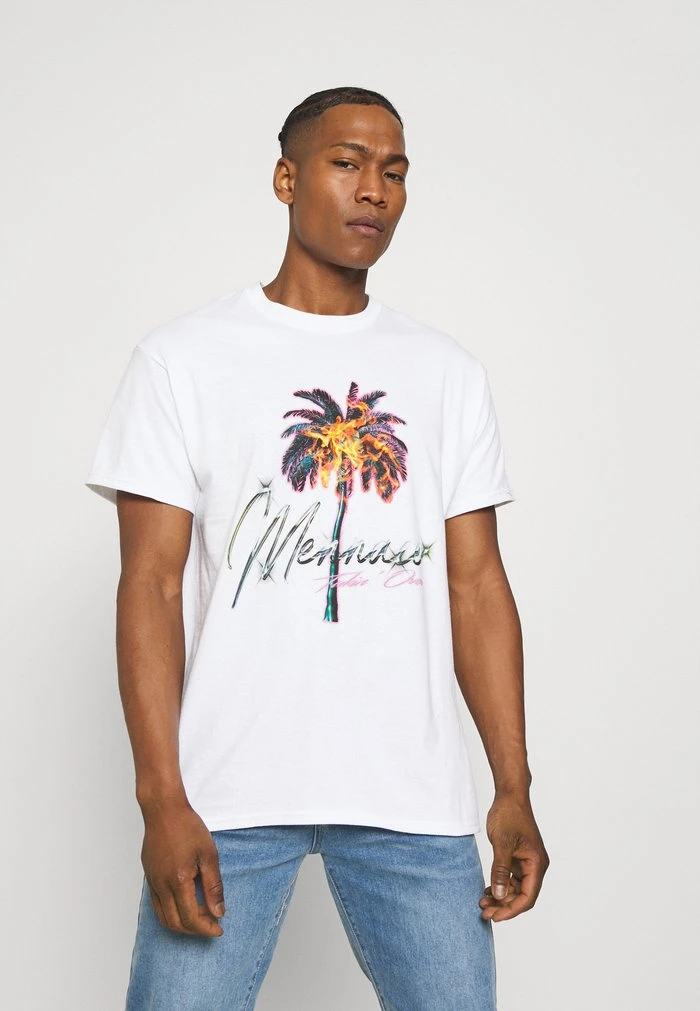 mennace Mennace BURNING PALM REGULAR – Print T-shirt – White