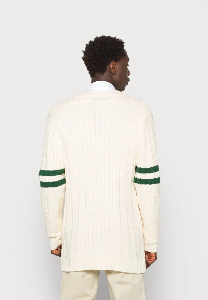 Mennace MENNACE CABLE VARSITY CARDGIAN – Cardigan – White