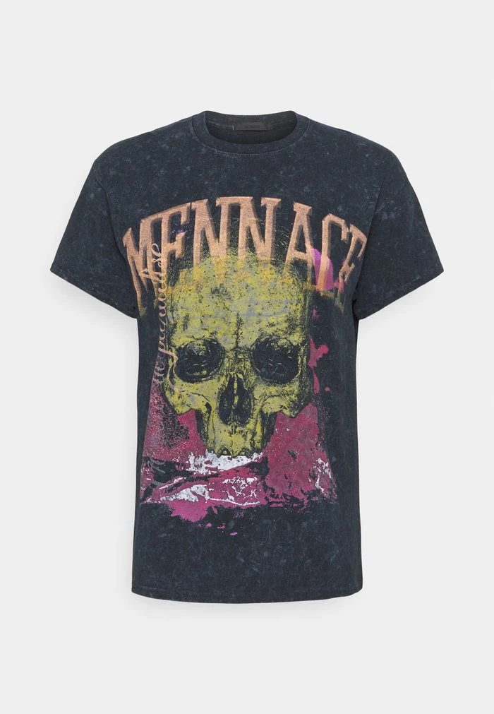 Mennace MENNACE CHEMICAL FLAME SKULL – Print T-shirt – Black