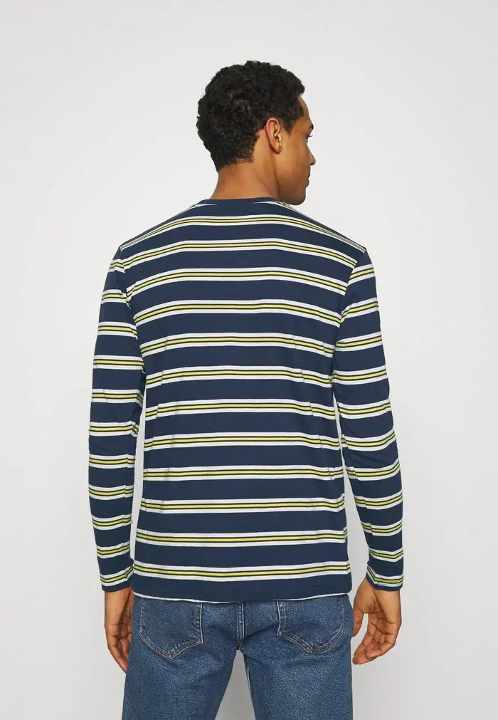 Mennace Mennace CLASSIC HORIZONTAL STRIPE UNISEX – Long Sleeved Top – Navy