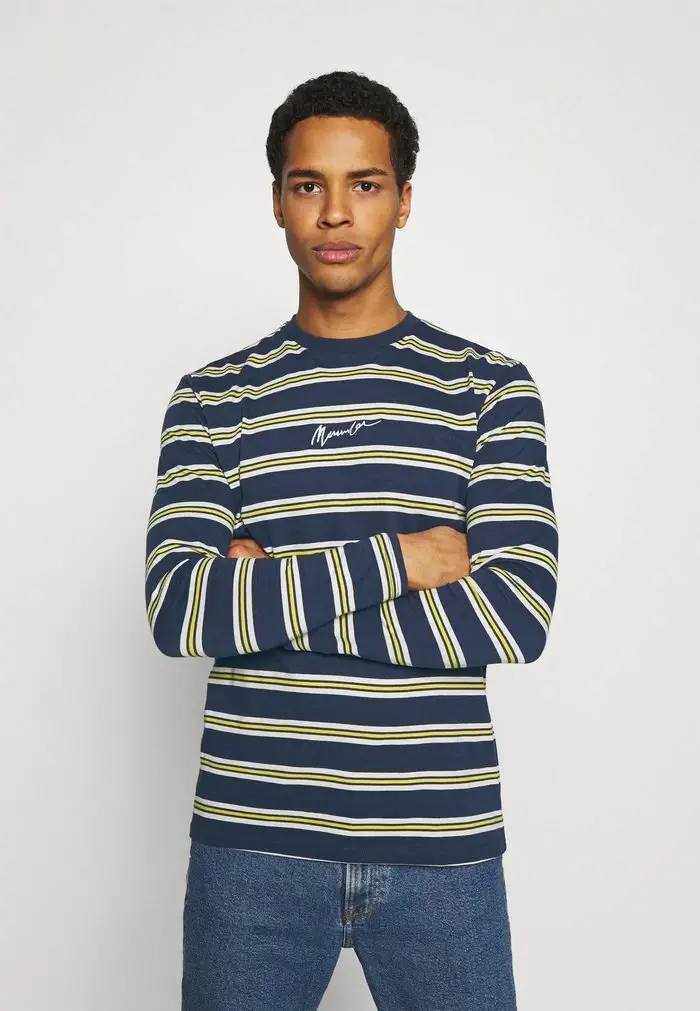 mennace Mennace CLASSIC HORIZONTAL STRIPE UNISEX – Long Sleeved Top – Navy