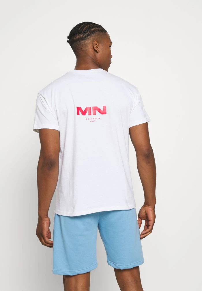 Mennace Mennace COURTSIDE BASKETBALL REGULAR – Print T-shirt – White