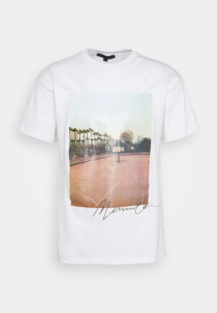 Mennace Mennace COURTSIDE BASKETBALL REGULAR – Print T-shirt – White
