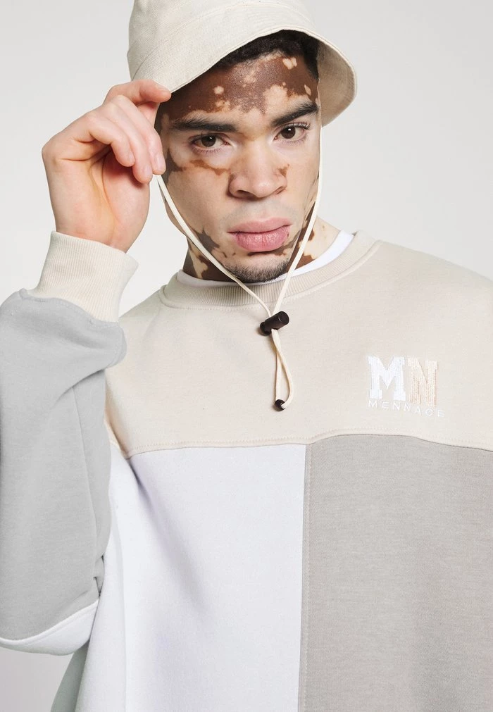 Mennace Mennace CUT AND SEW PATCHWORK – Sweatshirt – Stone
