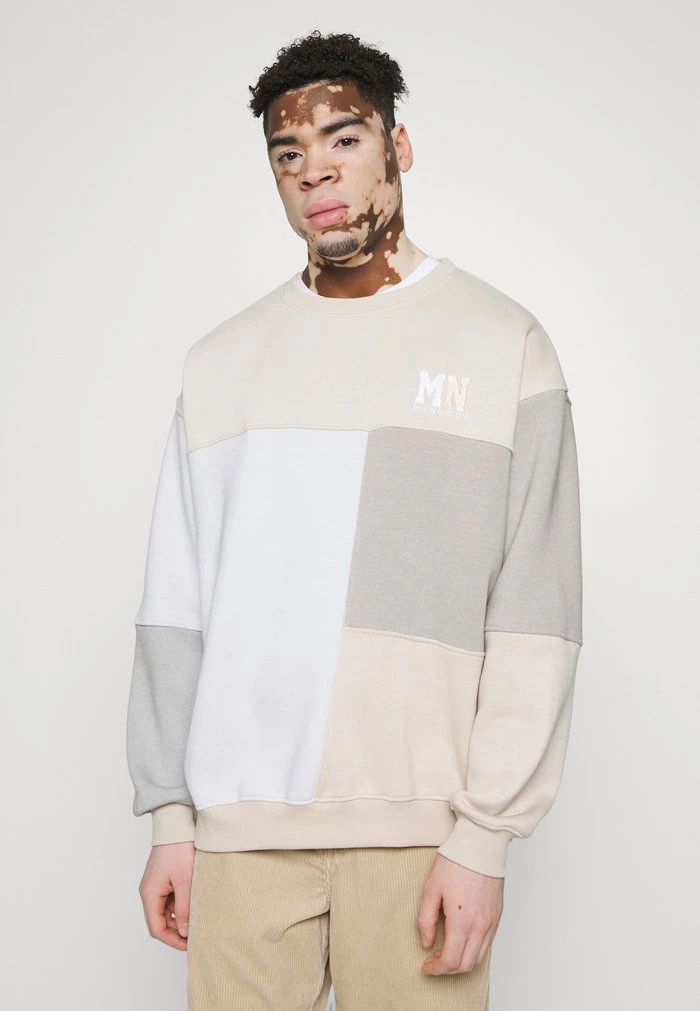 mennace Mennace CUT AND SEW PATCHWORK – Sweatshirt – Stone