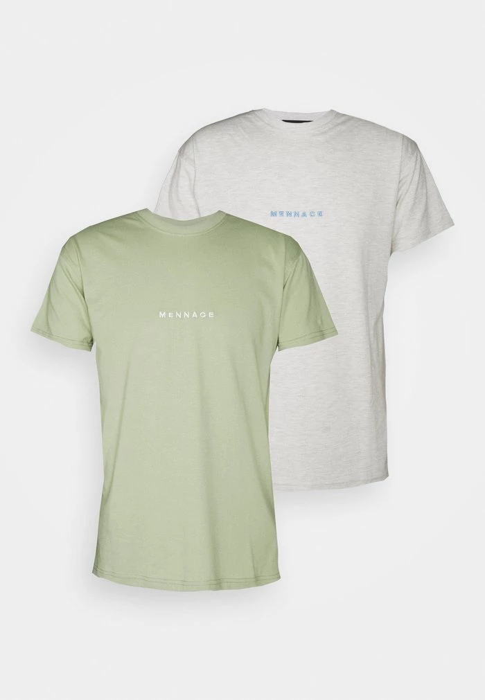 mennace Mennace ESSENTIAL REGULAR 2 PACK UNISEX – Print T-shirt – Khaki