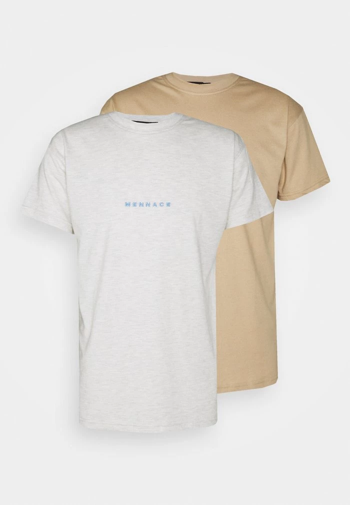 mennace Mennace ESSENTIAL REGULAR 2 PACK UNISEX – Print T-shirt – Tan