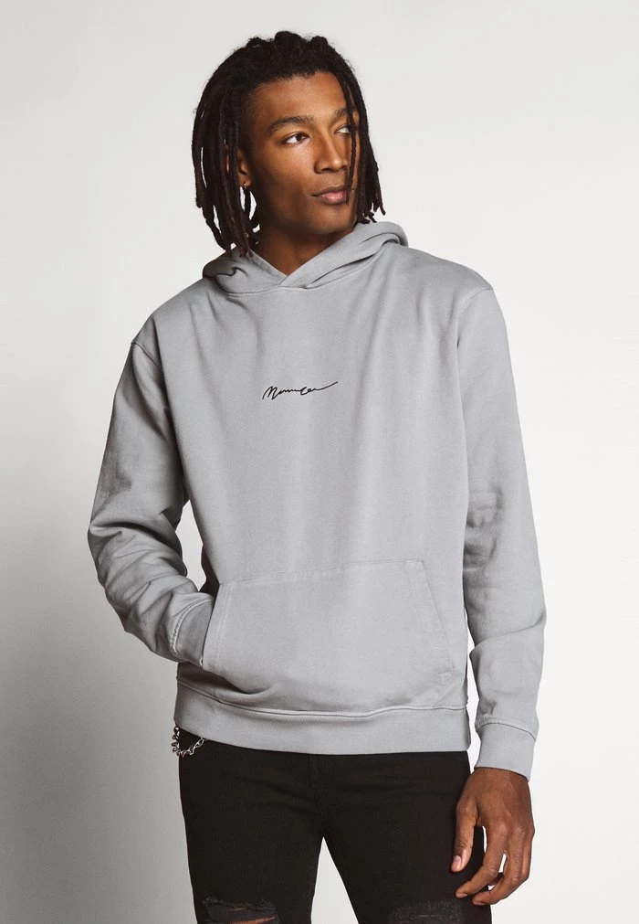 mennace Mennace ESSENTIAL REGULAR OVERHEAD HOODY WITH SIGNATURE – Hoodie – Slate Grey