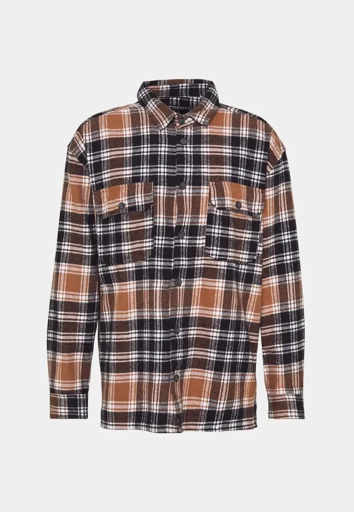 Mennace Mennace EVIAN BRUSHED CHECK UNISEX – Summer Jacket – Brown