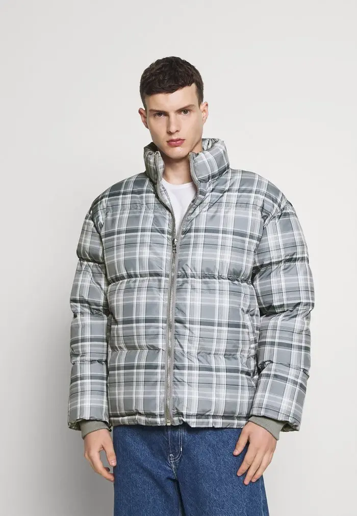 mennace Mennace EVIAN CHECK PUFFER JACKET – Winter Jacket – Blue