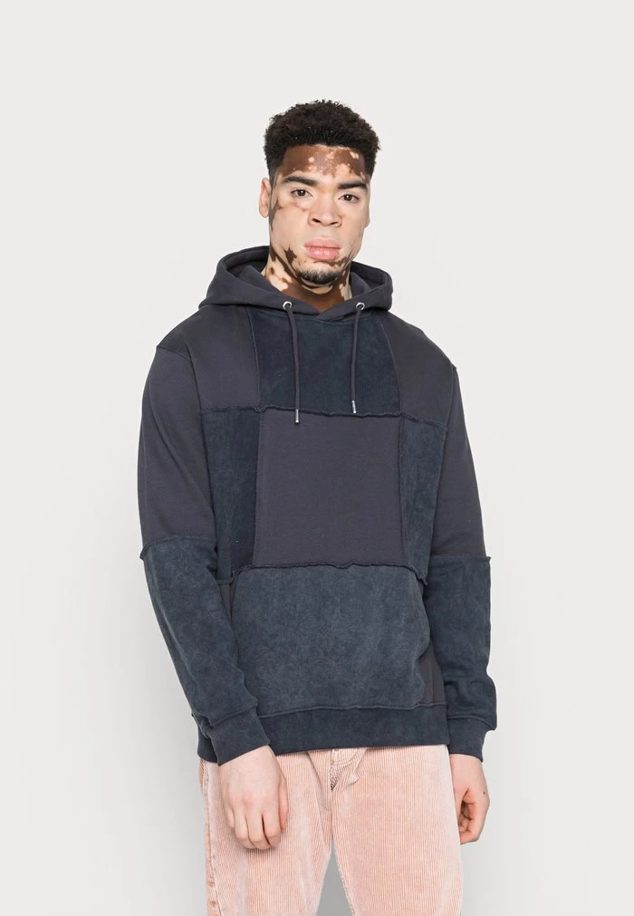 mennace Mennace EXPOSED SEAM PATCHWORK HOODIE UNISEX – Hoodie – Blue