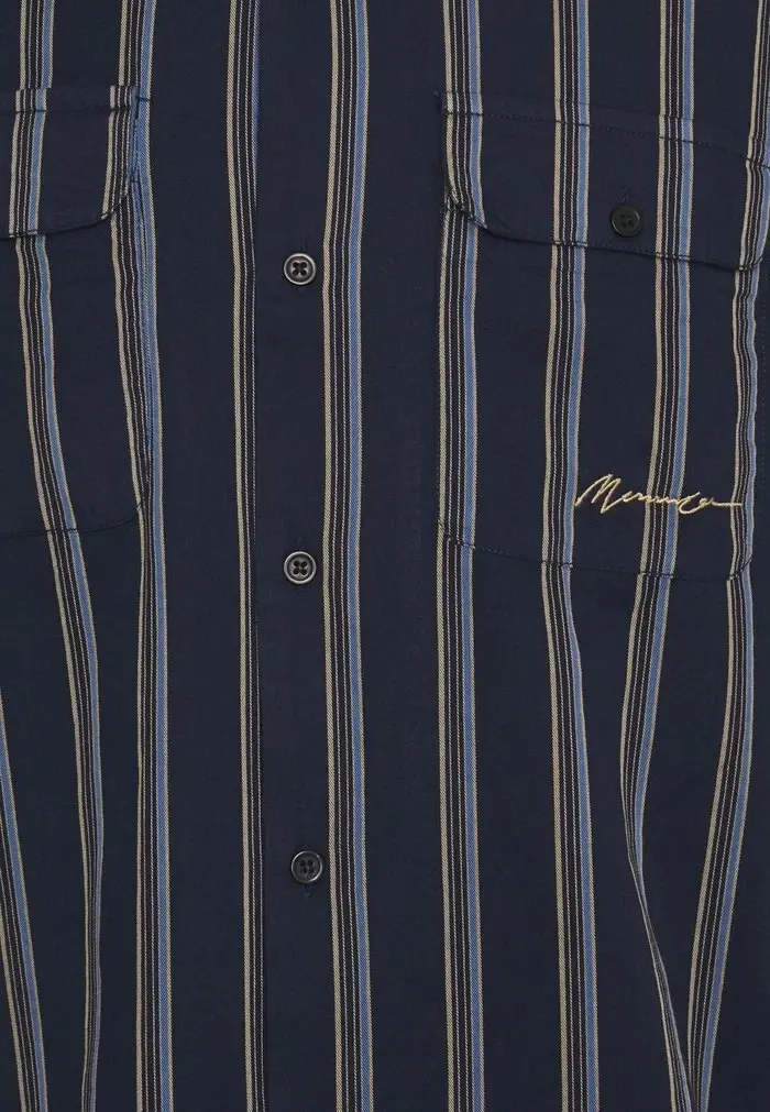 Mennace Mennace FINE PREPPY STRIPE UNISEX – Button-down Blouse – Navy