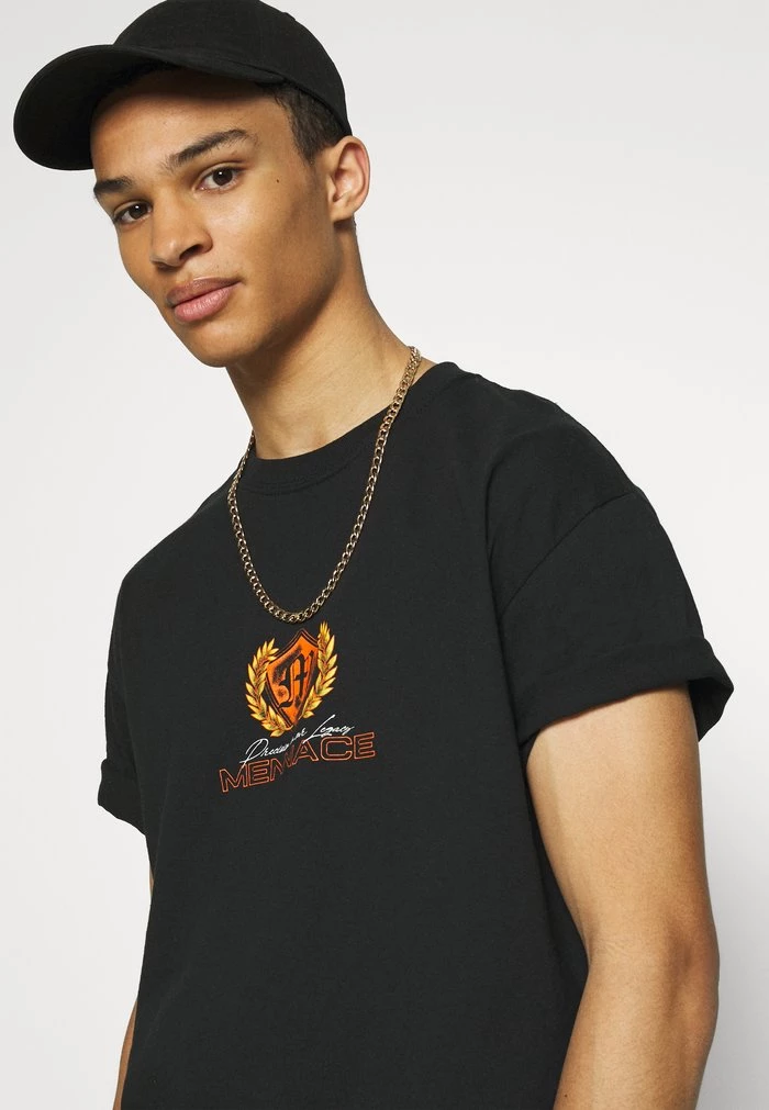 Mennace Mennace FLAME CAR REGULAR – Print T-shirt – Black