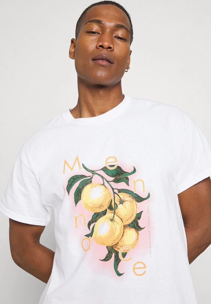 Mennace Mennace HAVANA ORANGES REGULAR – Print T-shirt – White