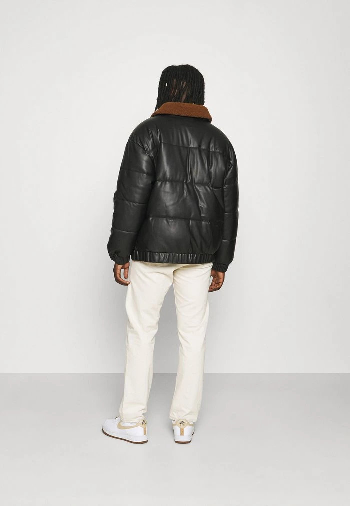 Mennace Mennace HENNESSEY BORG COLLAR JACKET – Faux Leather Jacket – Black