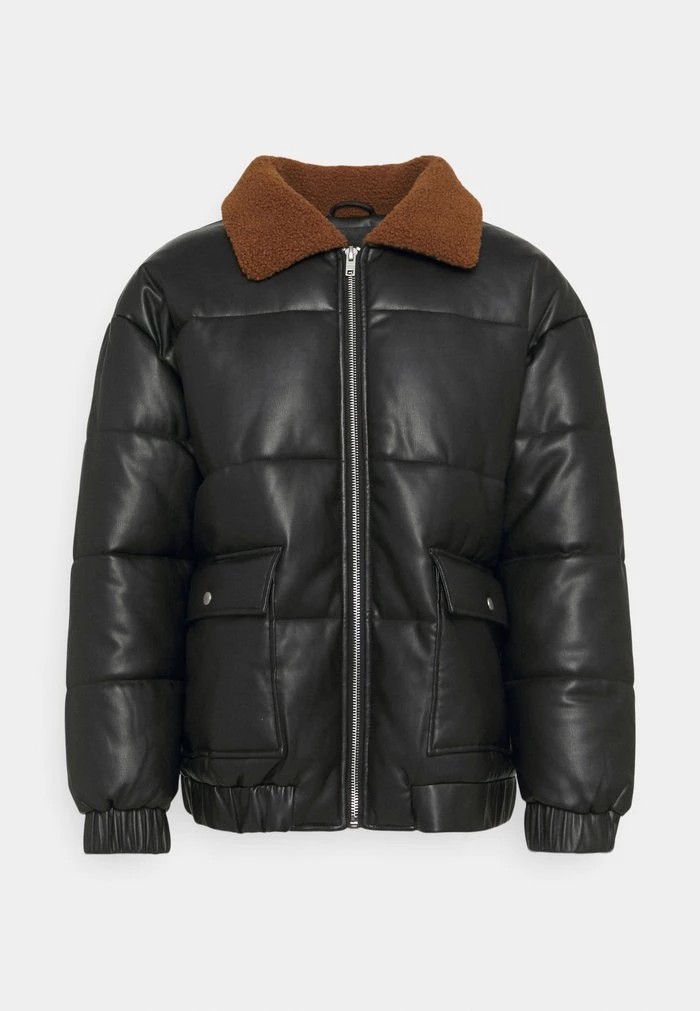 Mennace Mennace HENNESSEY BORG COLLAR JACKET – Faux Leather Jacket – Black