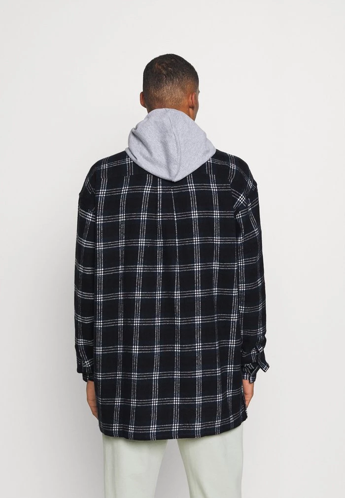 Mennace Mennace HENNESSEY HOODED CHECK OVERSHIRT – Summer Jacket – Navy