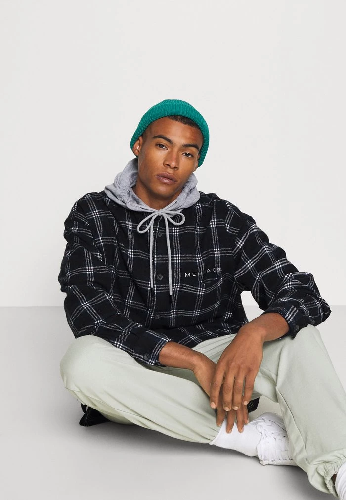 Mennace Mennace HENNESSEY HOODED CHECK OVERSHIRT – Summer Jacket – Navy