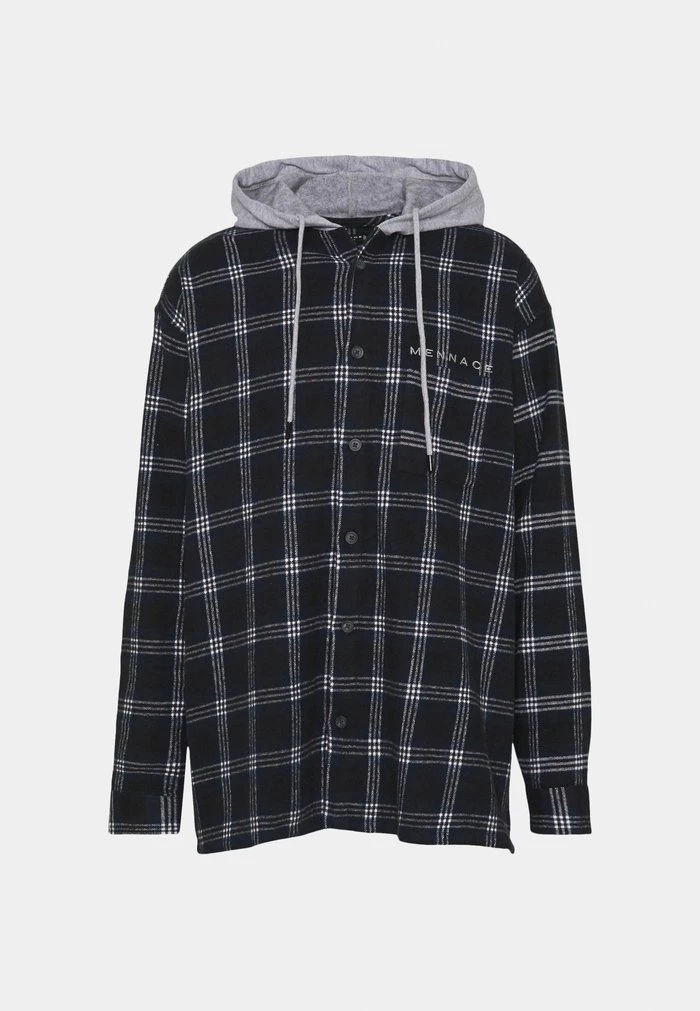 Mennace Mennace HENNESSEY HOODED CHECK OVERSHIRT – Summer Jacket – Navy
