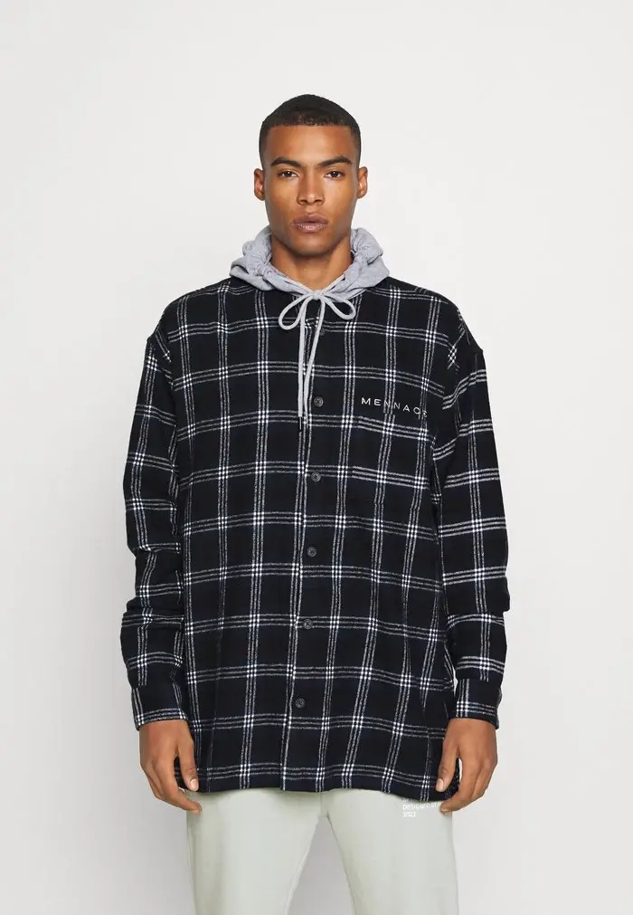 mennace Mennace HENNESSEY HOODED CHECK OVERSHIRT – Summer Jacket – Navy