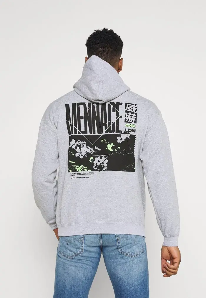 Mennace Mennace JAPAN OVERHEAD HOODIE – Zip-up Sweatshirt – Grey