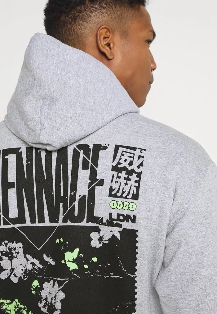 Mennace Mennace JAPAN OVERHEAD HOODIE – Zip-up Sweatshirt – Grey
