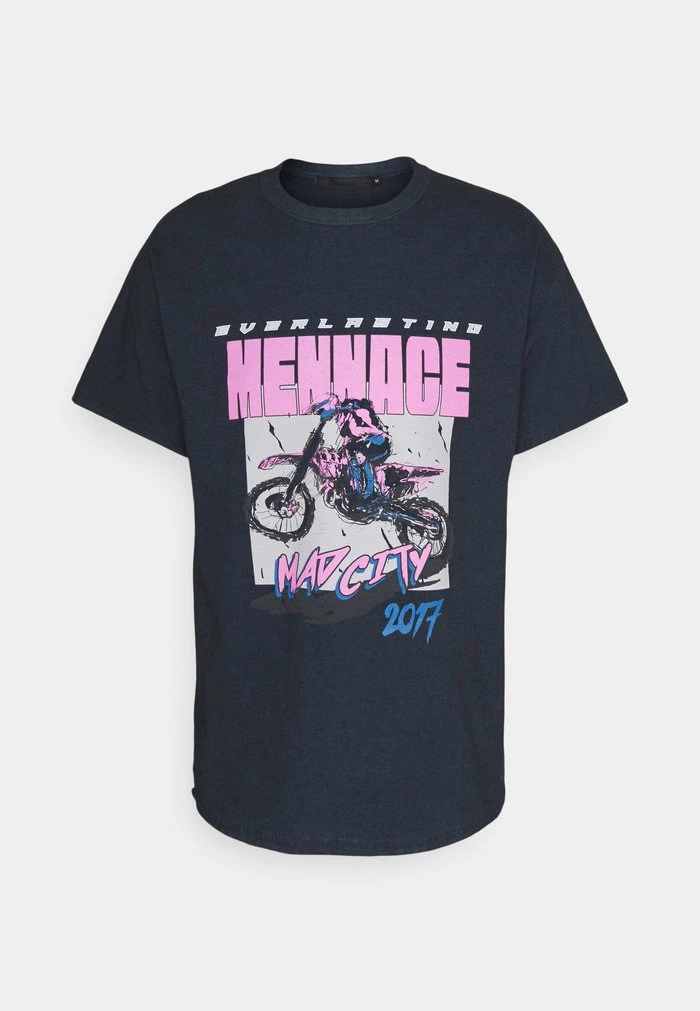 Mennace MENNACE MAD CITY – Print T-shirt – Washed Black