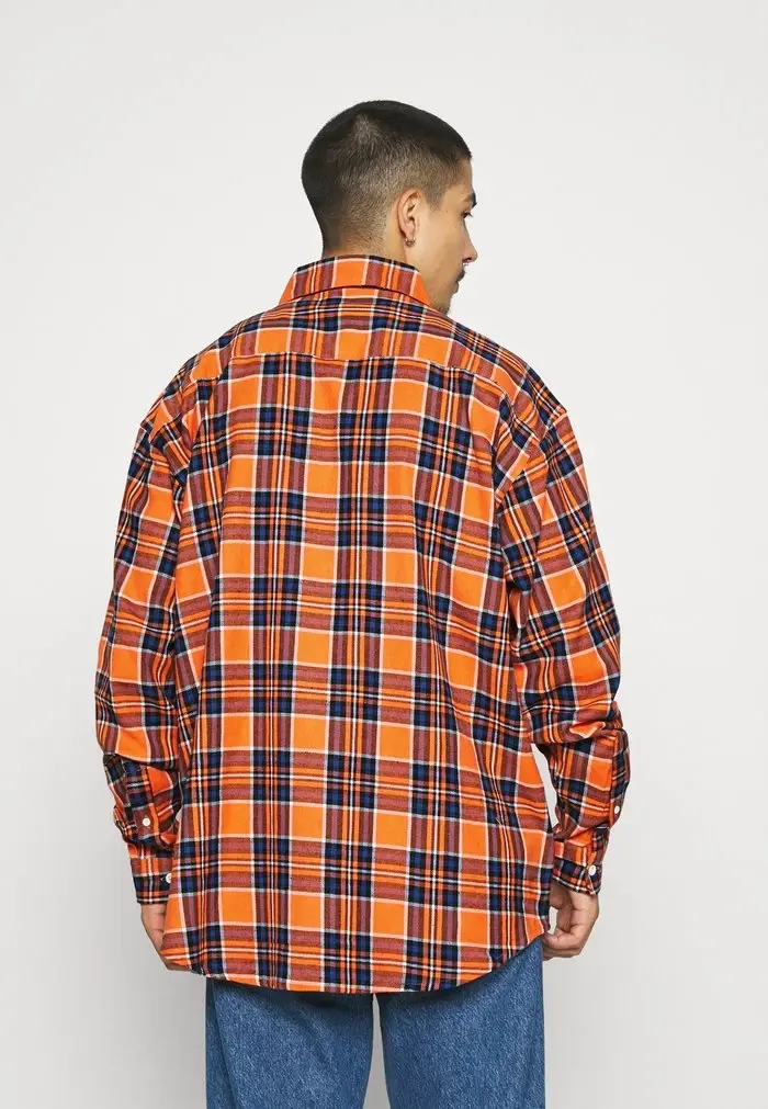 Mennace Mennace DOUBLE POCKET CHECK – Shirt – Orange