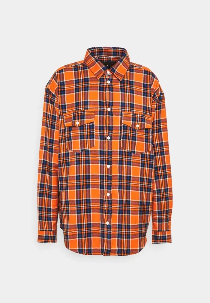 Mennace Mennace DOUBLE POCKET CHECK – Shirt – Orange