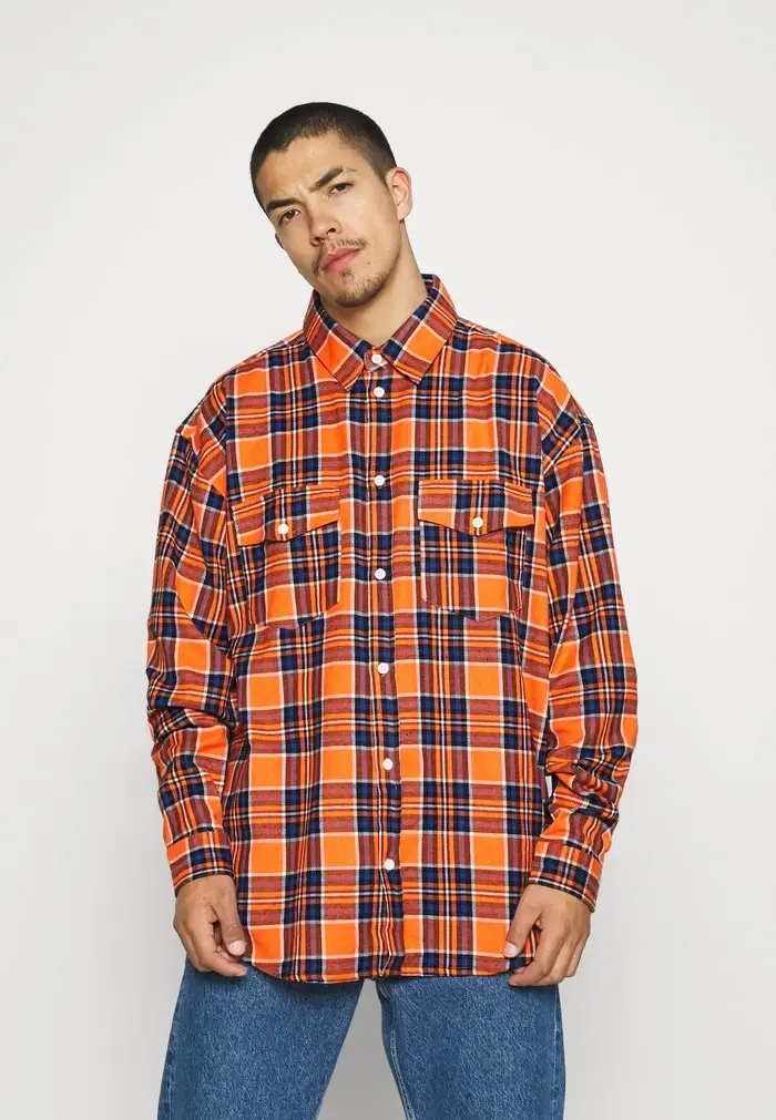 mennace Mennace DOUBLE POCKET CHECK – Shirt – Orange