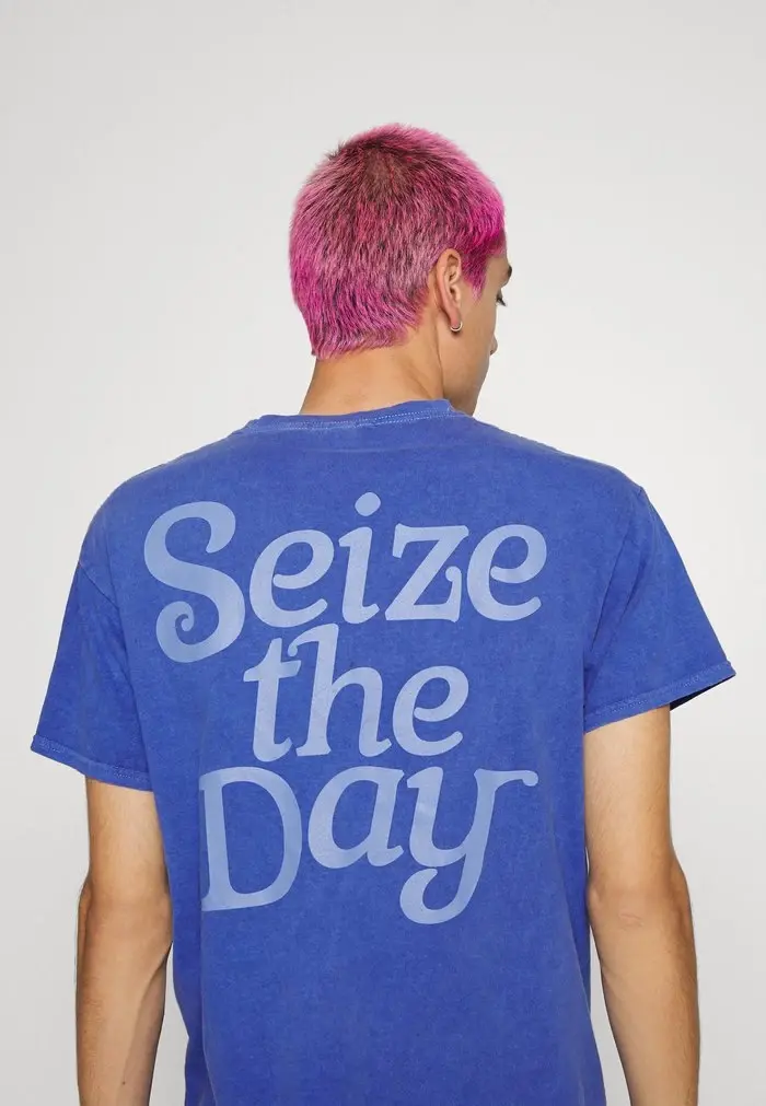Mennace Mennace SEIZE THE DAY – Print T-shirt – Blue