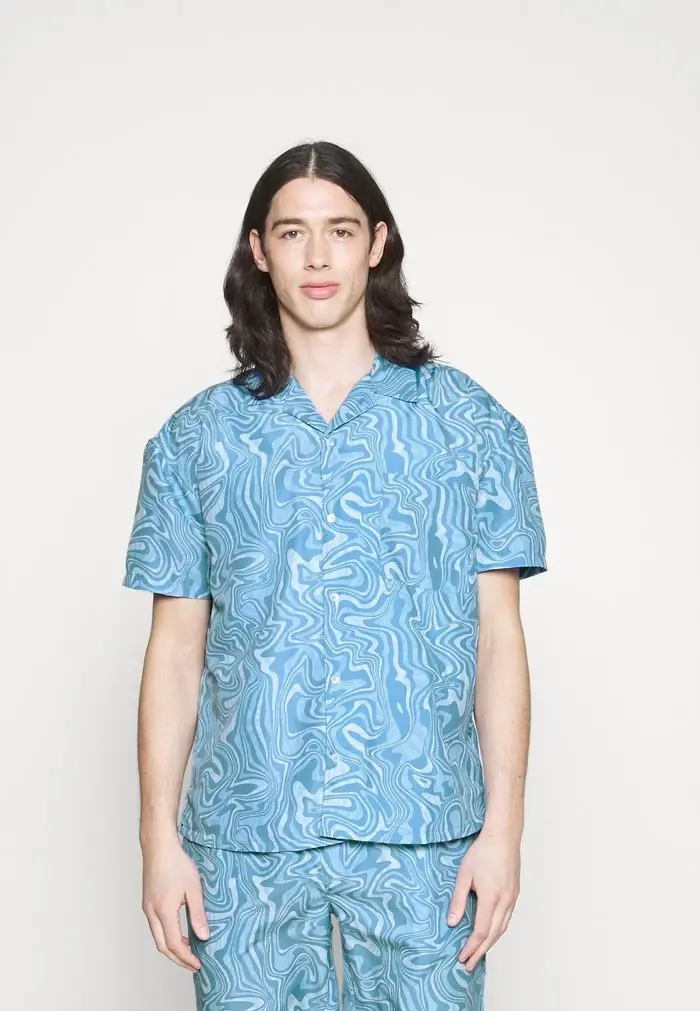 mennace Mennace SWIRL REVERE SHIRT – Shirt – Blue