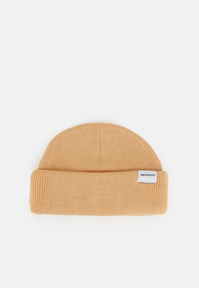 mennace Mennace MINI ROLL BEANIE WITH TAB UNISEX – Beanie – Beige