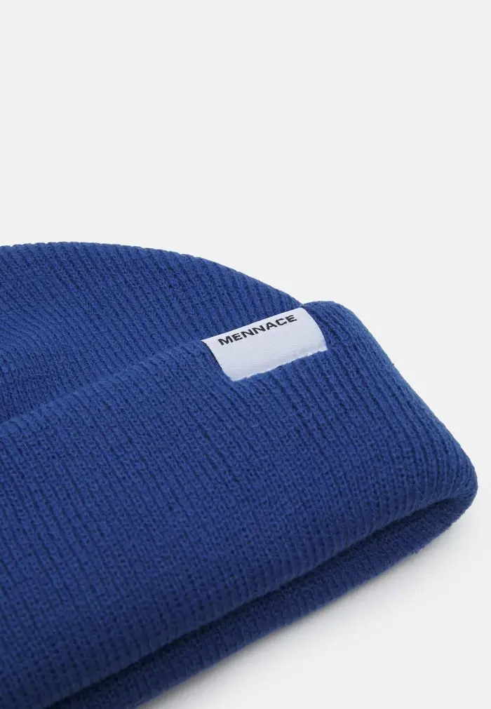 Mennace Mennace MINI ROLL BEANIE WITH TAB UNISEX – Beanie – Blue
