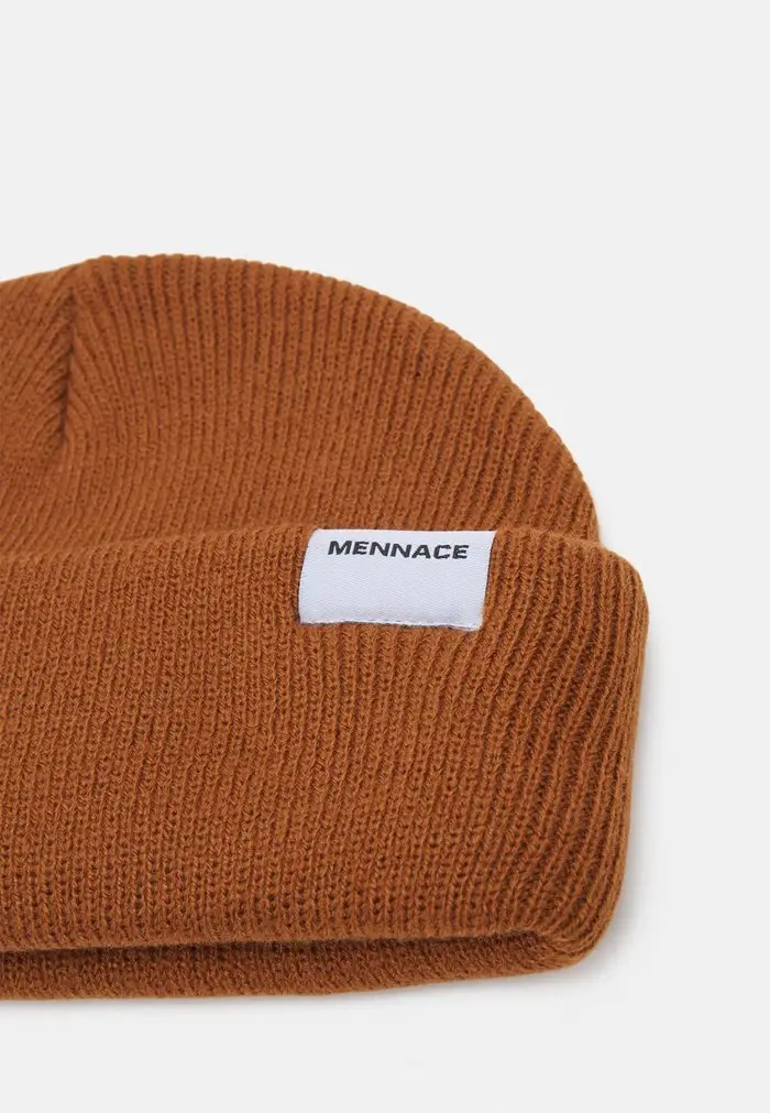 Mennace Mennace MINI ROLL BEANIE WITH TAB UNISEX – Beanie – Brown