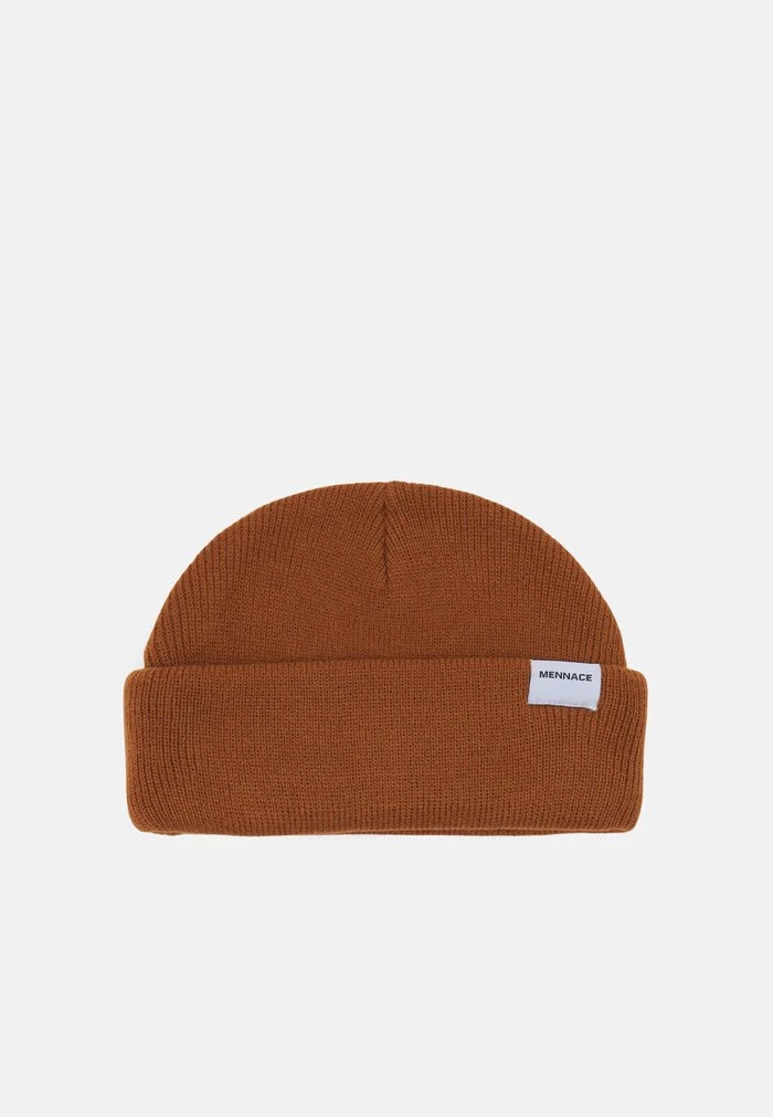 mennace Mennace MINI ROLL BEANIE WITH TAB UNISEX – Beanie – Brown