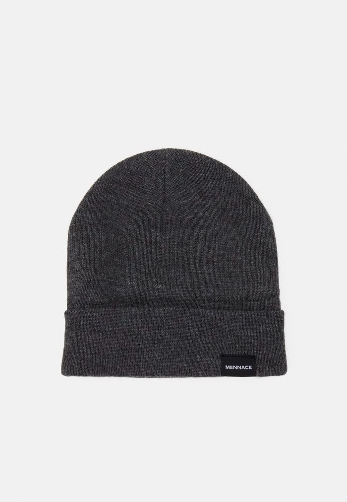 Mennace Mennace MINI ROLL BEANIE WITH TAB UNISEX – Beanie – Grey Marl