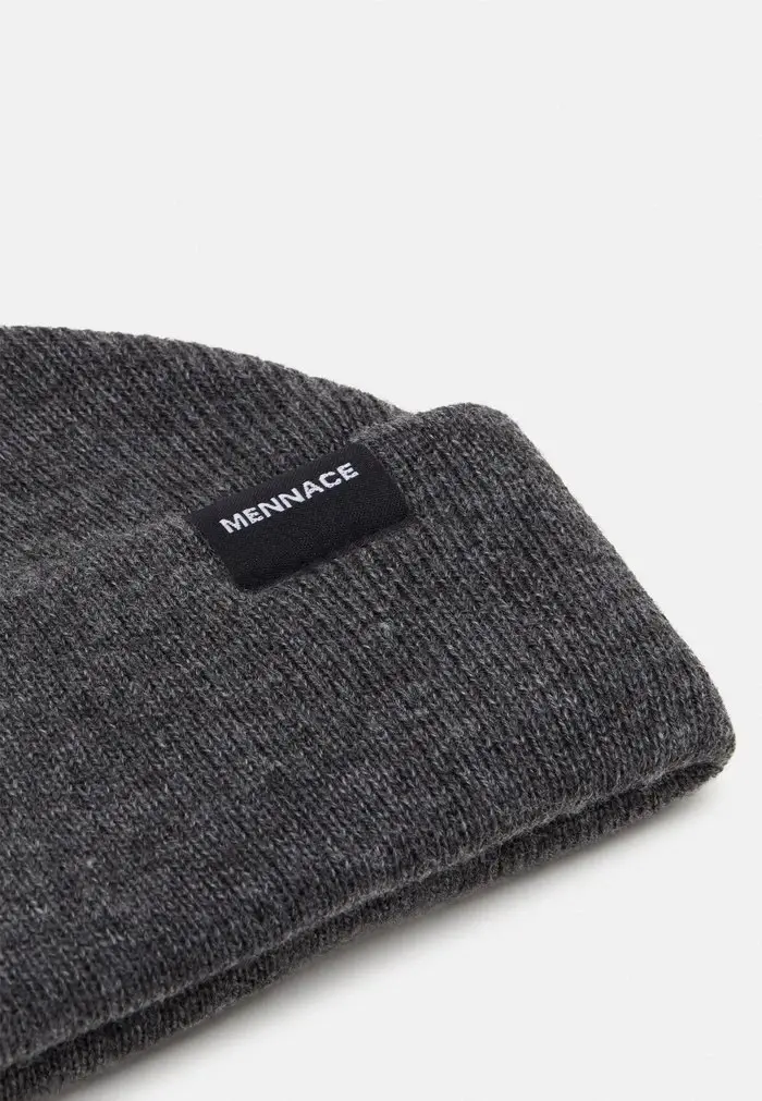 Mennace Mennace MINI ROLL BEANIE WITH TAB UNISEX – Beanie – Grey Marl