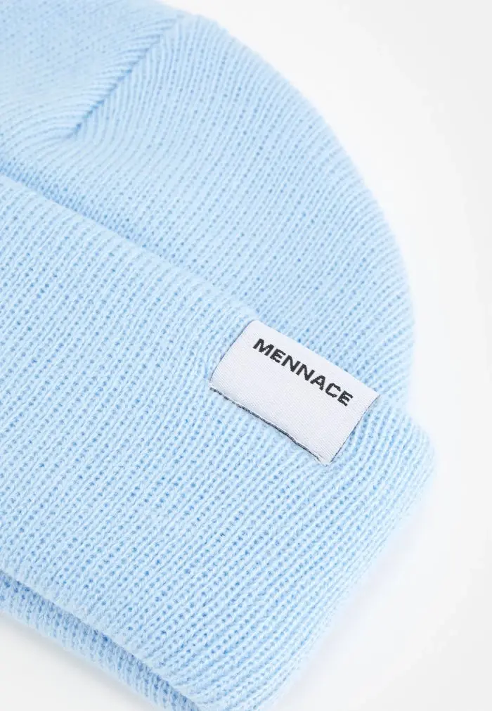 Mennace Mennace MINI ROLL BEANIE WITH TAB UNISEX – Beanie – Light Blue