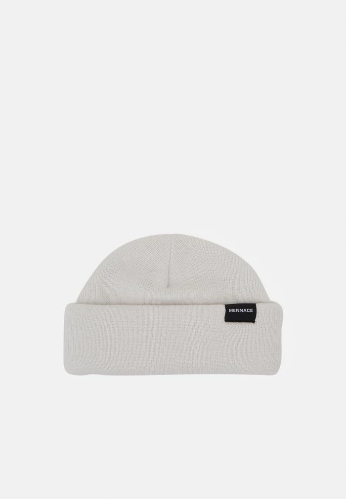 mennace Mennace MINI ROLL BEANIE WITH TAB UNISEX – Beanie – Off White