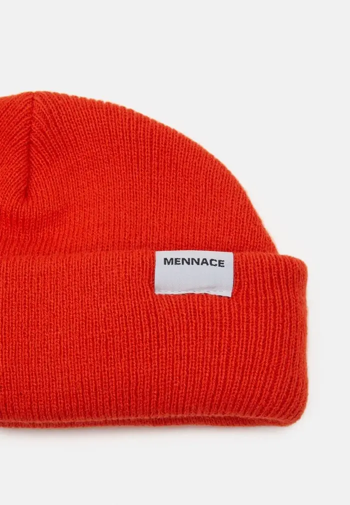 Mennace Mennace MINI ROLL BEANIE WITH TAB UNISEX – Beanie – Orange