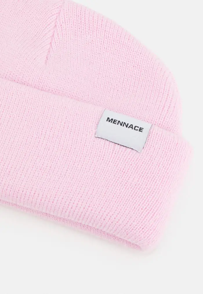 Mennace Mennace MINI ROLL BEANIE WITH TAB UNISEX – Beanie – Pink