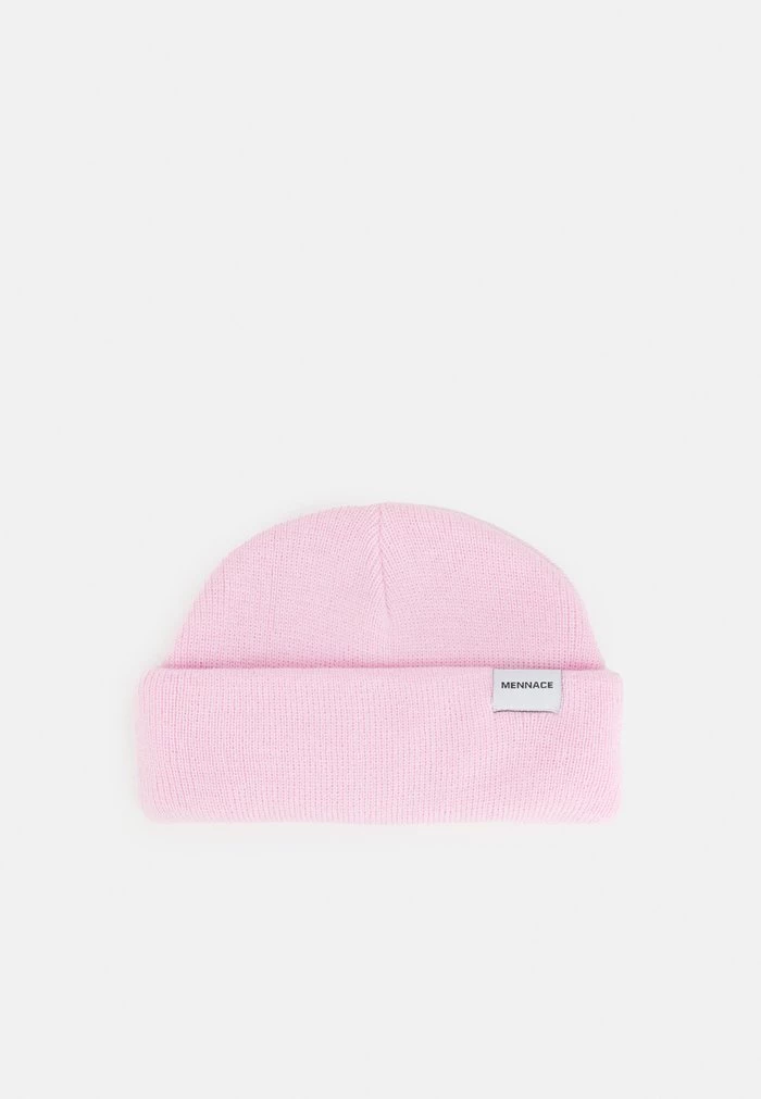 mennace Mennace MINI ROLL BEANIE WITH TAB UNISEX – Beanie – Pink