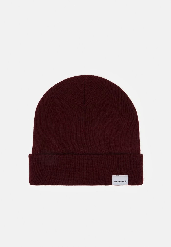 Mennace Mennace MINI ROLL BEANIE WITH TAB UNISEX – Beanie – Wine