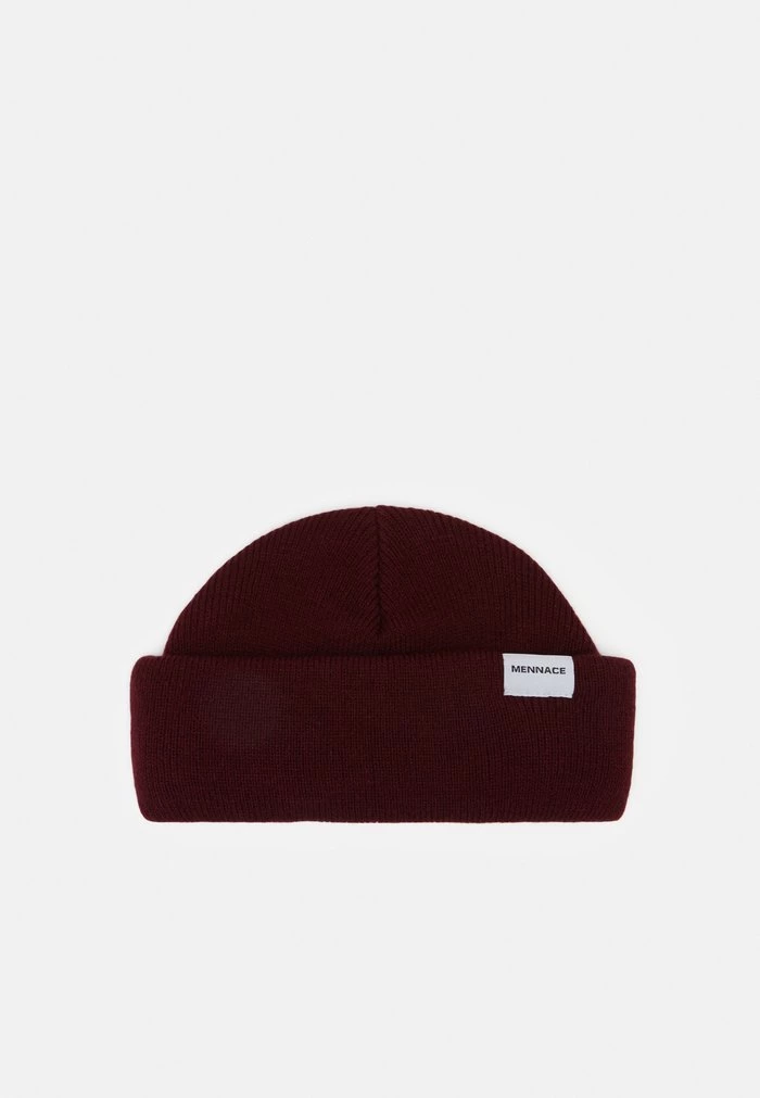 mennace Mennace MINI ROLL BEANIE WITH TAB UNISEX – Beanie – Wine